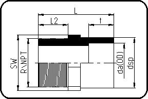 Adapter muški navoj, NPT-navoj, brizganje, mufno zavarivanje, PPR siva – kod 035.1