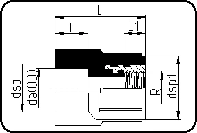 Adapter, sa metalnim ženskim navojem, klasa1-10bar klasa2-8bar, mufno zavarivanje, PPR siva – kod 082