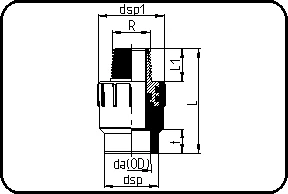 Adapter, sa metalnim muškim navojem, klasa1-10bar klasa2-8bar, mufno zavarivanje, PPR siva – kod 083