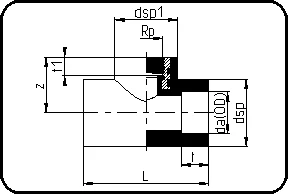 Adapter T-komad, sa metalnim ženskim navojem, brizganje, mufno zavarivanje, PE 100 blue – kod 097