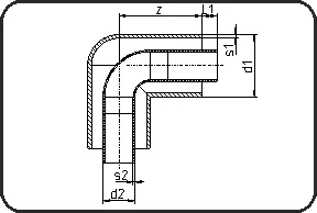 Koleno 90°, brizganje+sklopljeno, Stepenasto + E-fuziono zavarivanje, HDPE/PVDF – kod 201