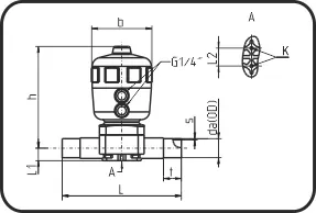 Membranski ventil pneumatski, dvostruko dejstvo impulsa, EPDM/PTFE membrana, Čeono + IR zavarivanje, ECTFE prirodna – kod 341.2