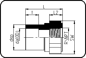 Adapter ženski navoj, R-navoj, brizganje, mufno zavarivanje, PVDF prirodna – kod 034