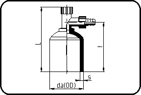 Ventilacioni zatvarač, dugi trn, W/P-TW, brizganje, čeono + elektrofuzijsko zavarivanje, PE 100-RC crna – kod 064.1