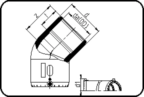 E-koleno 45°, MOP voda 16bar/gas 10bar, W/P-TW, brizganje, elektrofuzija, PE 100-RC crna – kod 170
