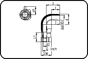 E-adapter koleno 90° sa mesinganim unutrašnjim navojem, W/P-TW, brizganje, elektrofuzija, PE 100-RC crna – kod 187