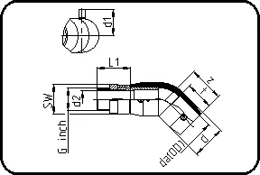 E-adapter koleno 45° sa mesinganim spoljašnjim navojem, W/P-TW, brizganje, elektrofuzija, PE 100-RC crna – kod 188