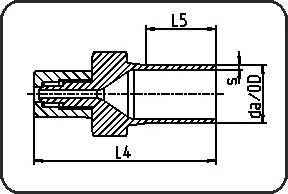 Prelazni fiting, PVDF-UHP na PFA, brizganje, čeono + IR zavarivanje, Flare LINK, PVDF UHP prirodna – kod 047